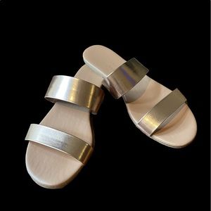 Lauren Conrad Rose Gold Slide Sandals.
